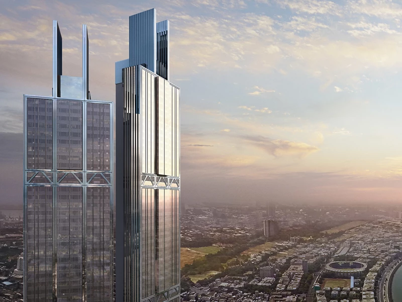 Prestige Ocean Towers infinity pool with sea view Prestige Ocean Towers Marine Lines luxury sea facing residences